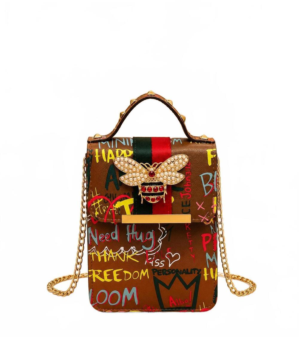 NEW ALBA HANDBAG women's queen bee mini bag in tan/yellow